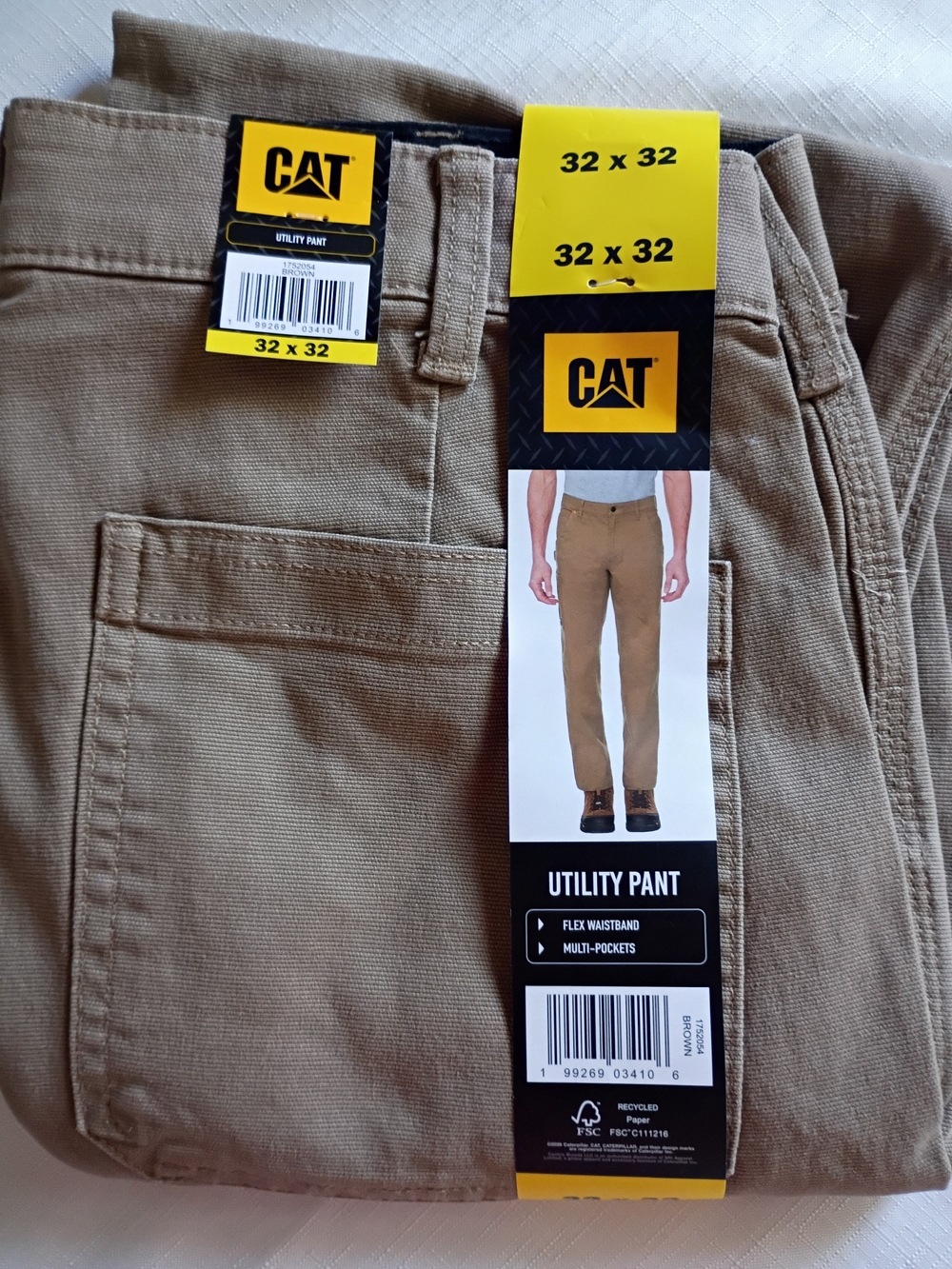 CAT Utility Men's Straight Fit Tan Work Pants Size 32X32